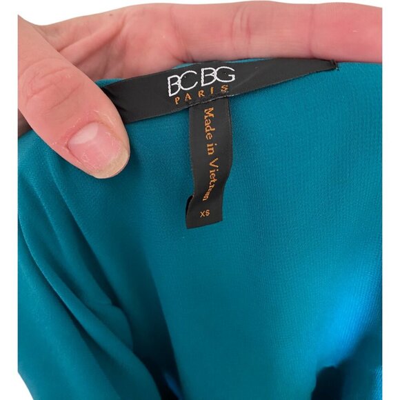 BCBG High Low Asymmetrical Tiered Maxi Dress Teal Size XS - Picture 4 of 5